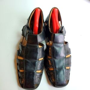 STACEY ADAMS MEN'S LEATHER SANDALS BLACK SIZE 11